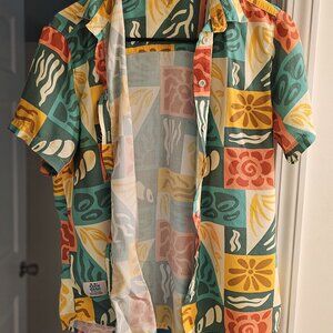 Boho Playa Printed Pattern Sun Shirt, Button up shirt